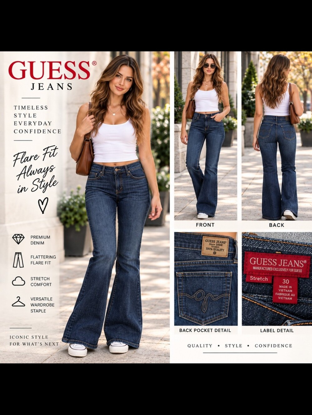 GUESS Jeans 81 Vintage Y2K Dark Wash Flare Jeans Size 30 Stretch